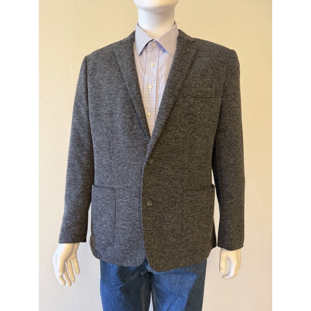 Wallin & Bros. Men's Gray Jersey Blazer 44R Double-Vented Two-Button Notch Lapel